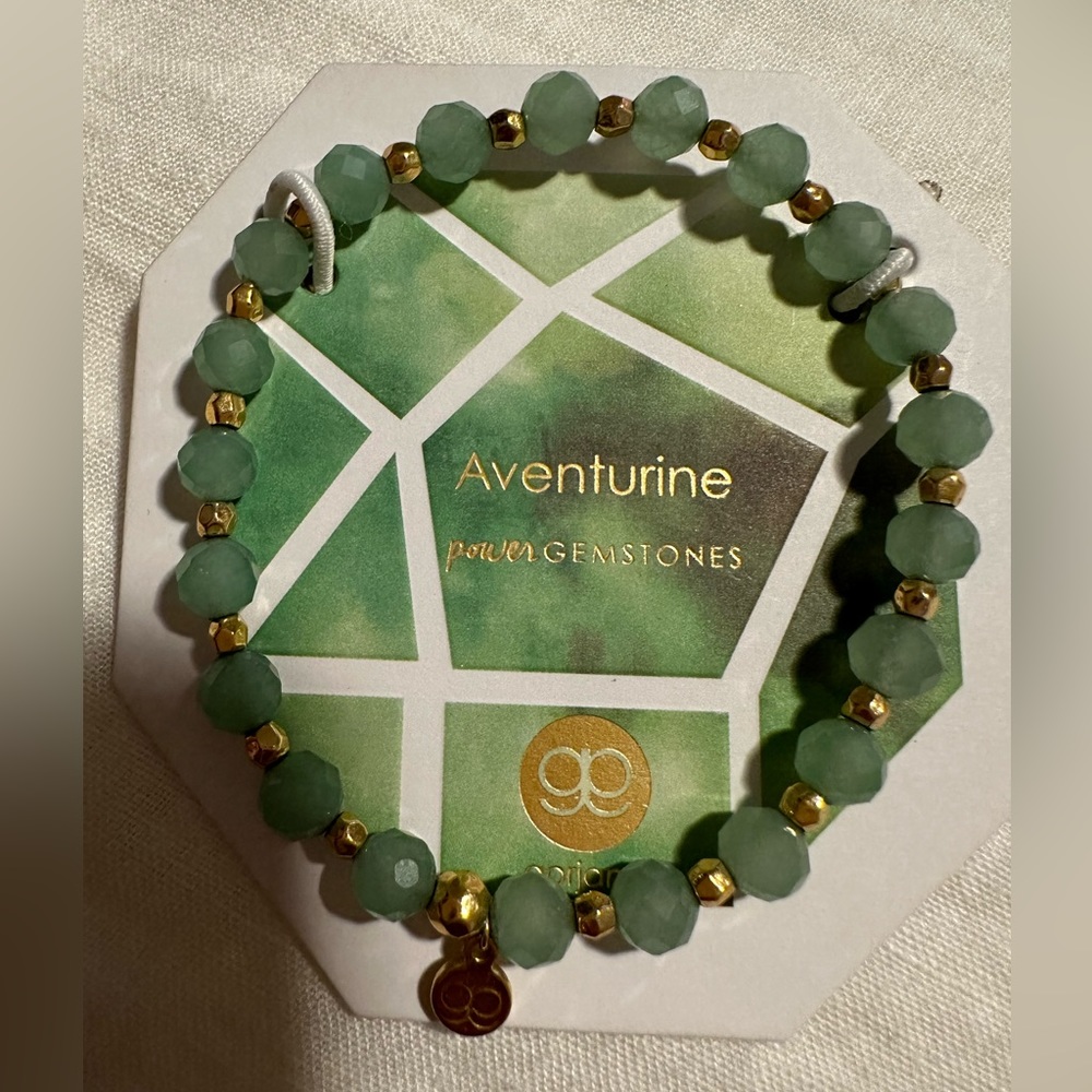 Gorjana Power Stone Stretch Bracelet - LUCKY/ AVENTURINE/ GOLD : JADE Color